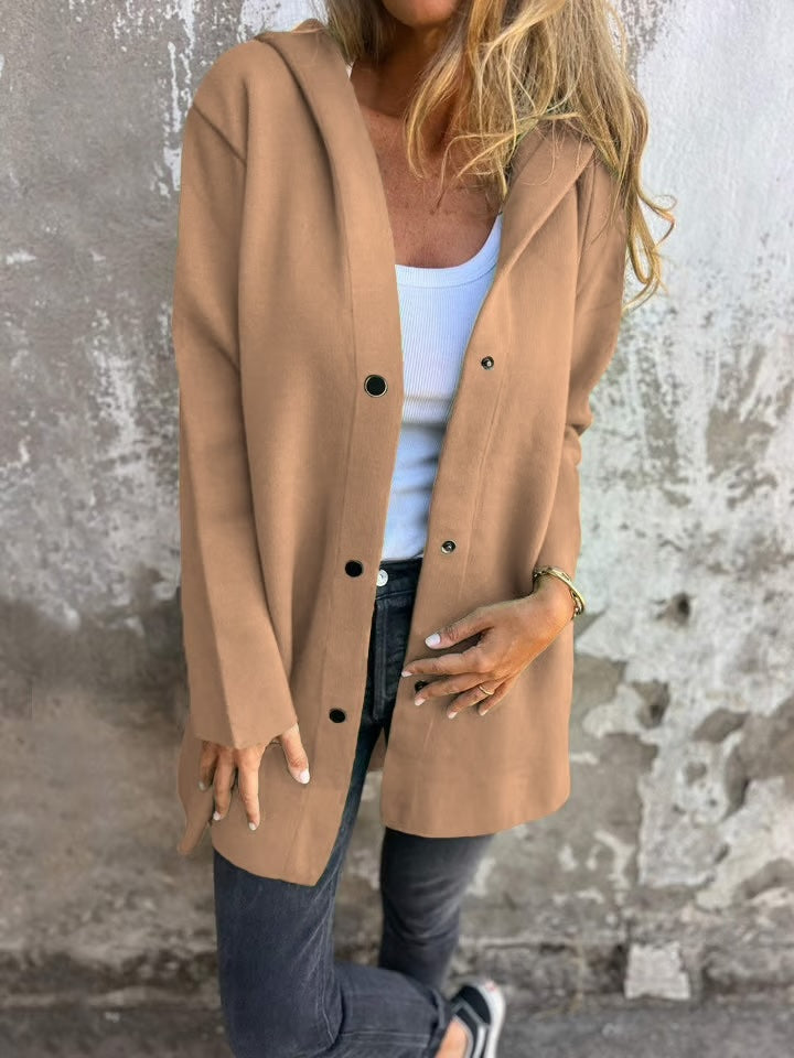 Casual Single Breasted Hooded Jacket ~ Throw-on style for breezy spring & autumn days