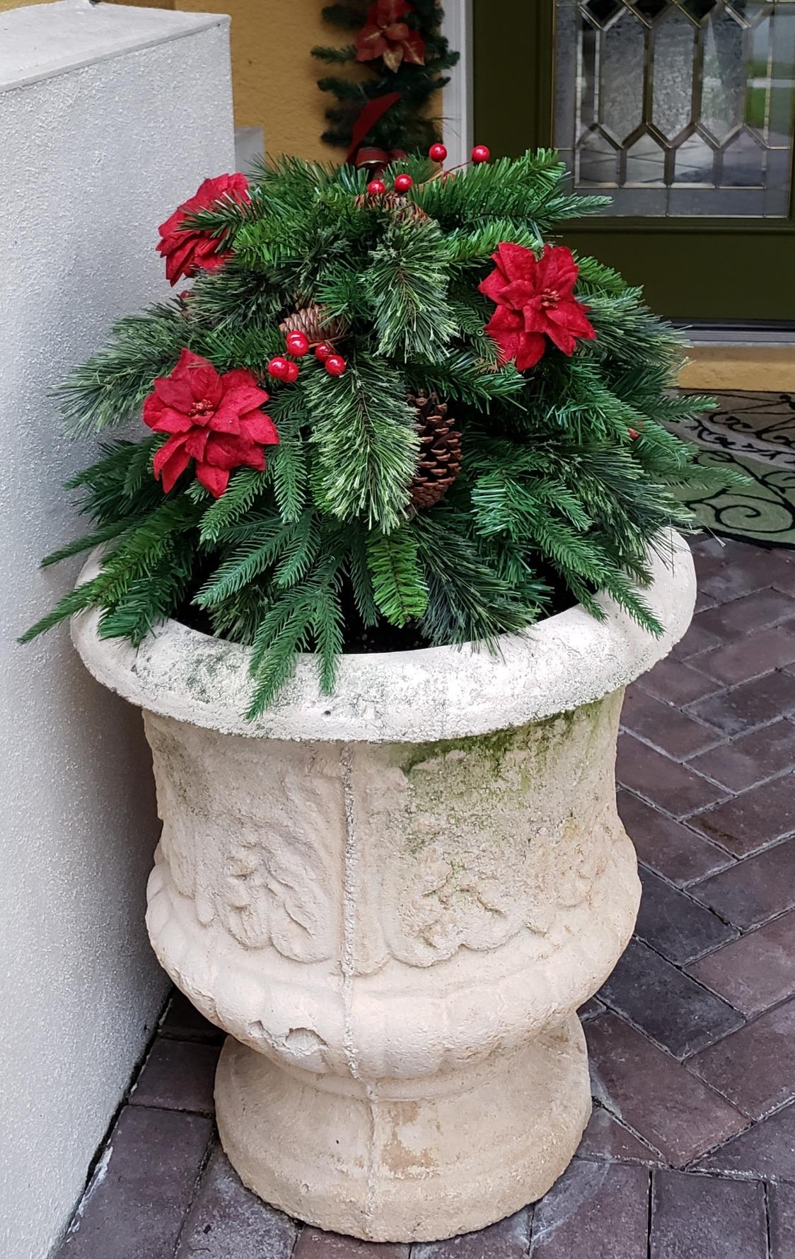 Pre-lit Artificial Christmas Tree Urn Filler ~ Weatherproof sparkle for entryways and patios~
