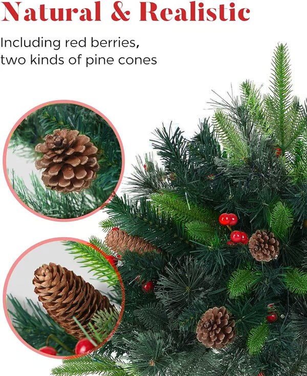 Pre-lit Artificial Christmas Tree Urn Filler ~ Weatherproof sparkle for entryways and patios~