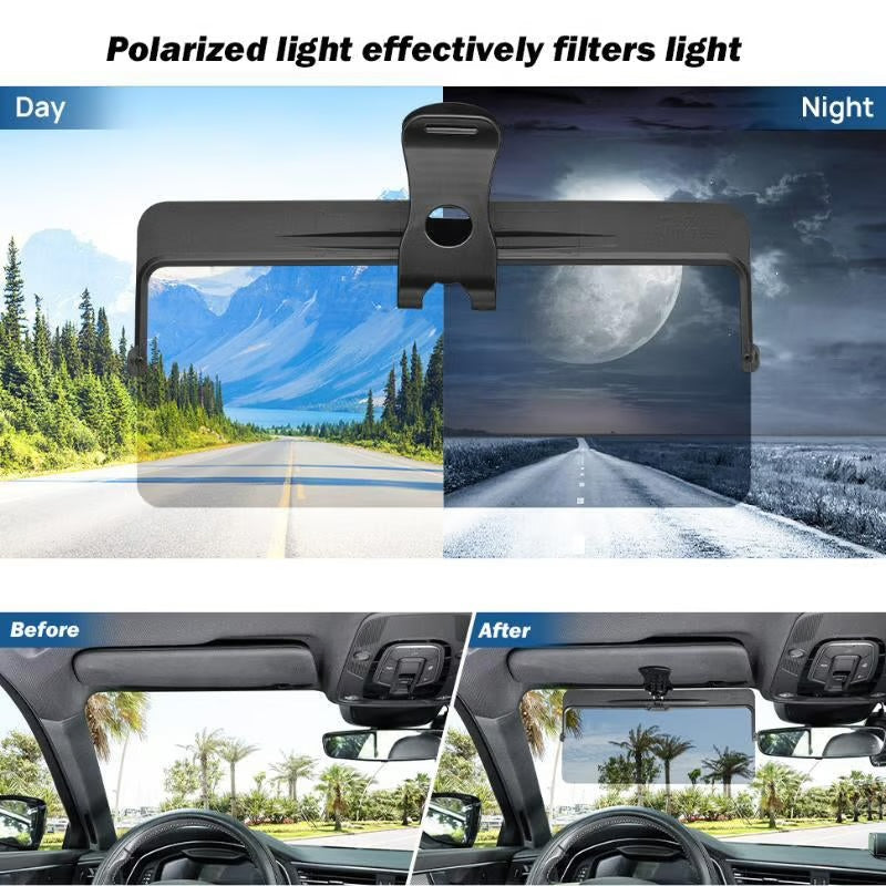 Polarized Car Visor ~ Block glare and drive comfortably in any weather.