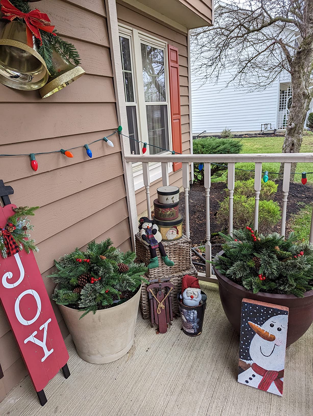 Pre-lit Artificial Christmas Tree Urn Filler ~ Weatherproof sparkle for entryways and patios~